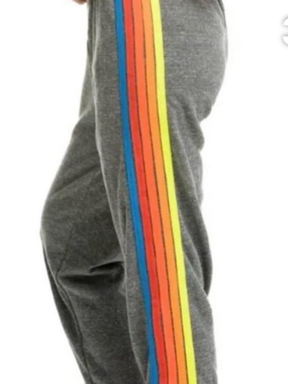Aviator Nation gray sweatpants w/ multicolor neon stripes in excellent condition
